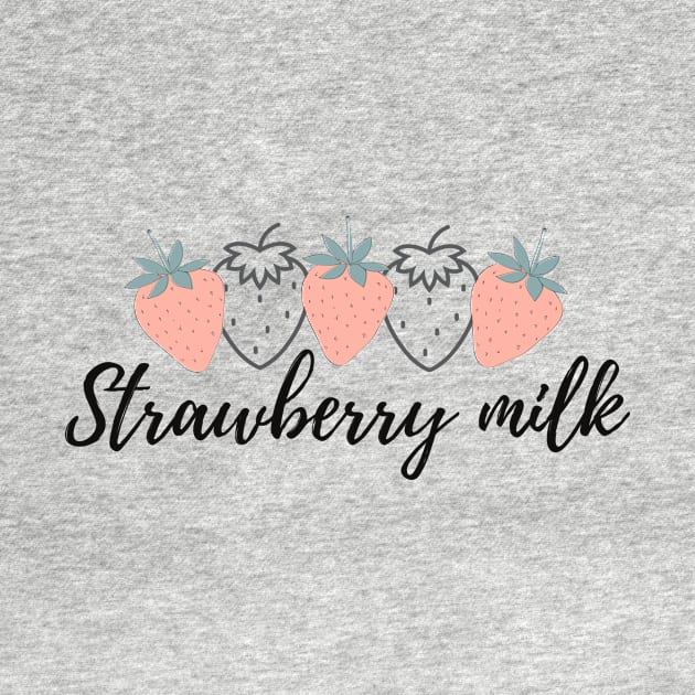 Strawberry Milk Minimalist Neutral Cute Design by zedonee